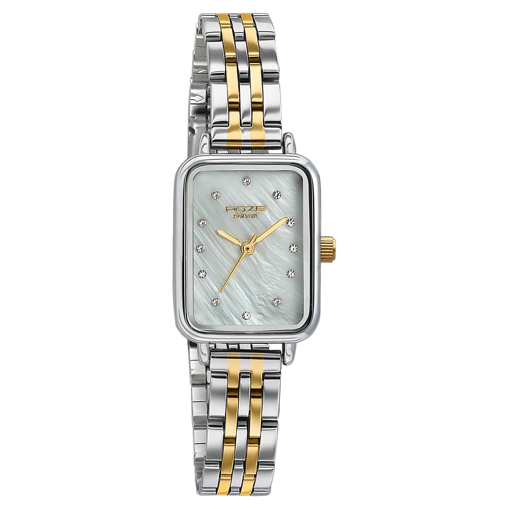 Sonata Poze Quartz Analog Mother of Pearl Dial Two Toned Metal Strap Watch For Women