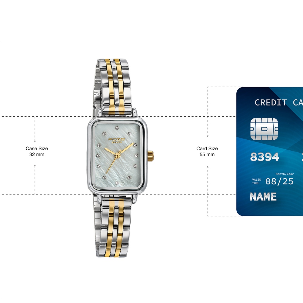 Sonata Poze Quartz Analog Mother of Pearl Dial Two Toned Metal Strap Watch For Women