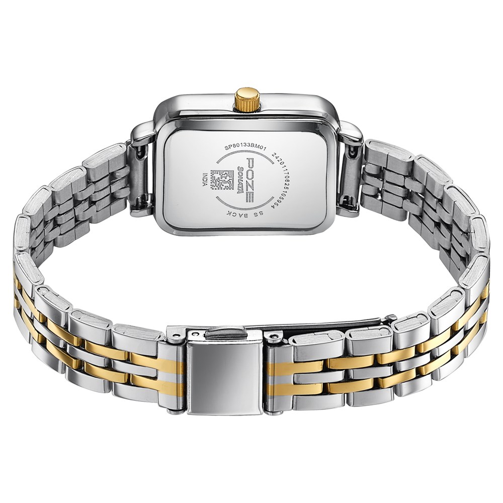 Sonata Poze Quartz Analog Mother of Pearl Dial Two Toned Metal Strap Watch For Women