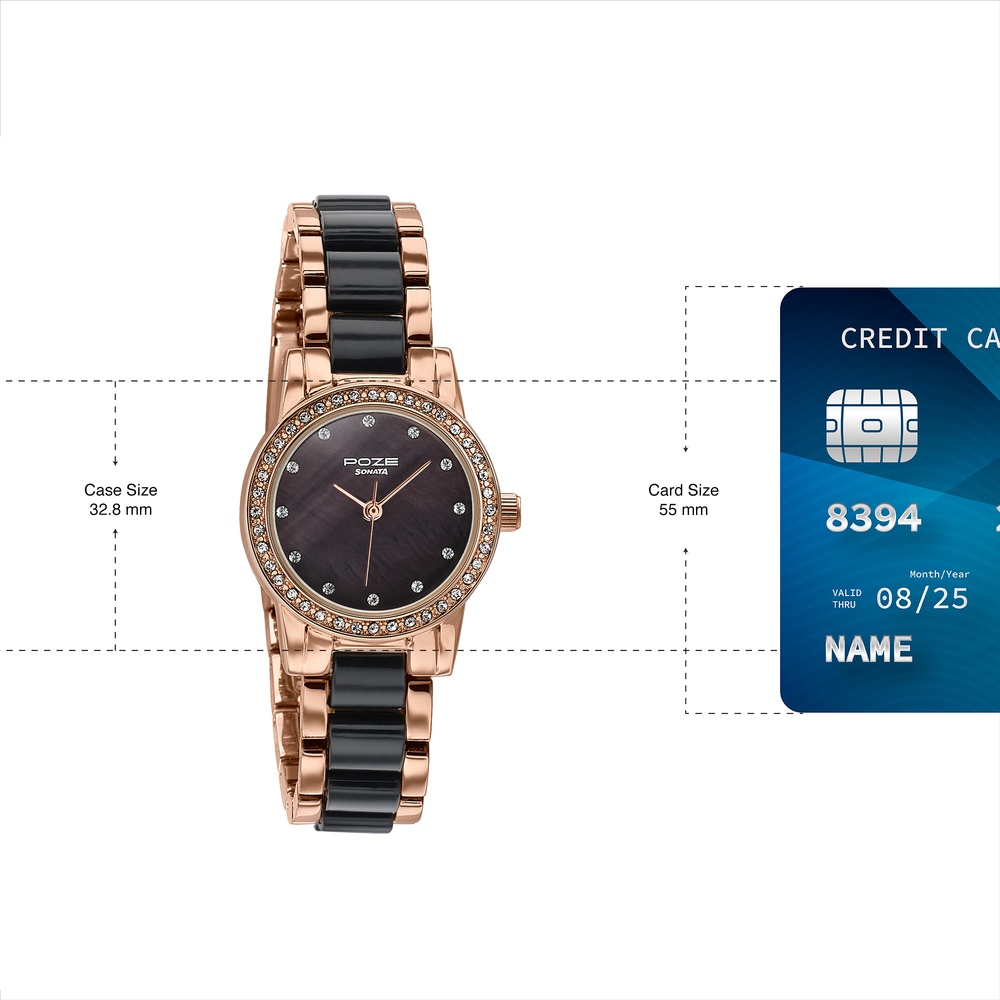 Sonata Poze Quartz Analog White Dial Two Toned Metal & Plastic Strap Watch For Women