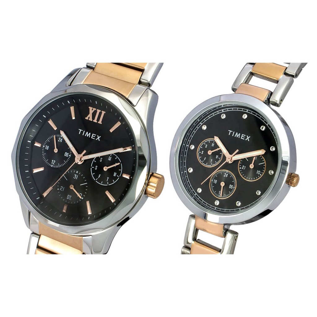 Timex Empera Pairs Black Dial Round Case Multifunction Function Watch -TW00PR279