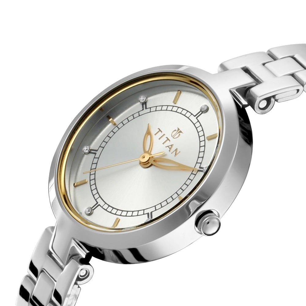 Titan Bandhan Quartz Analog Silver Dial Silver Stainless Steel Strap Watch For Couple