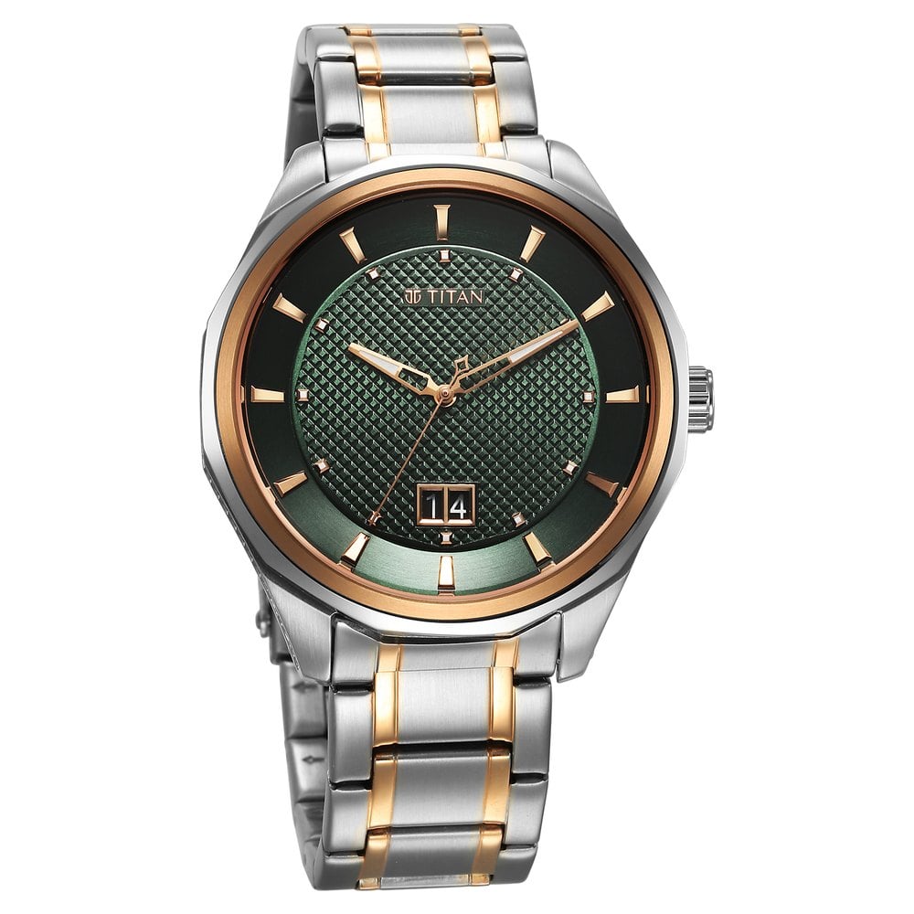 Titan Regalia Opulent Quartz Analog with Date Green Dial With Two Toned Stainless Steel Strap Watch For Men
