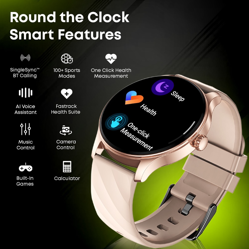 Fastrack Jupiter R1 With 3.50 cm, BT Calling, 100+ Sports Mode, IP68, AI Voice Assistant, Fashion Smartwatch