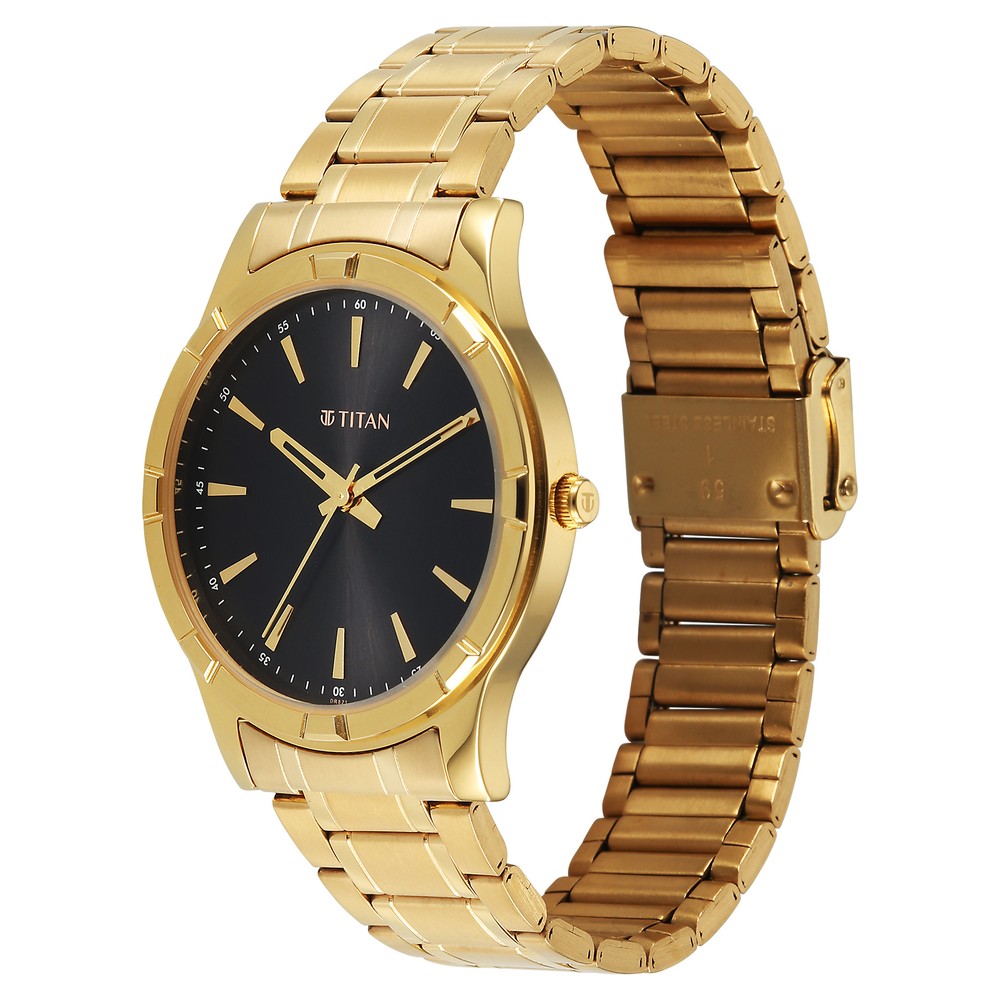 Titan Karishma Quartz Analog Green Dial Golden Stainless Steel Strap Watch For Men
