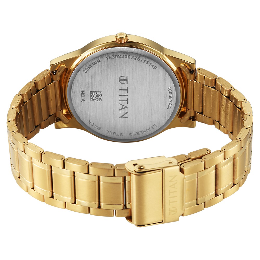 Titan Karishma Quartz Analog Green Dial Golden Stainless Steel Strap Watch For Men