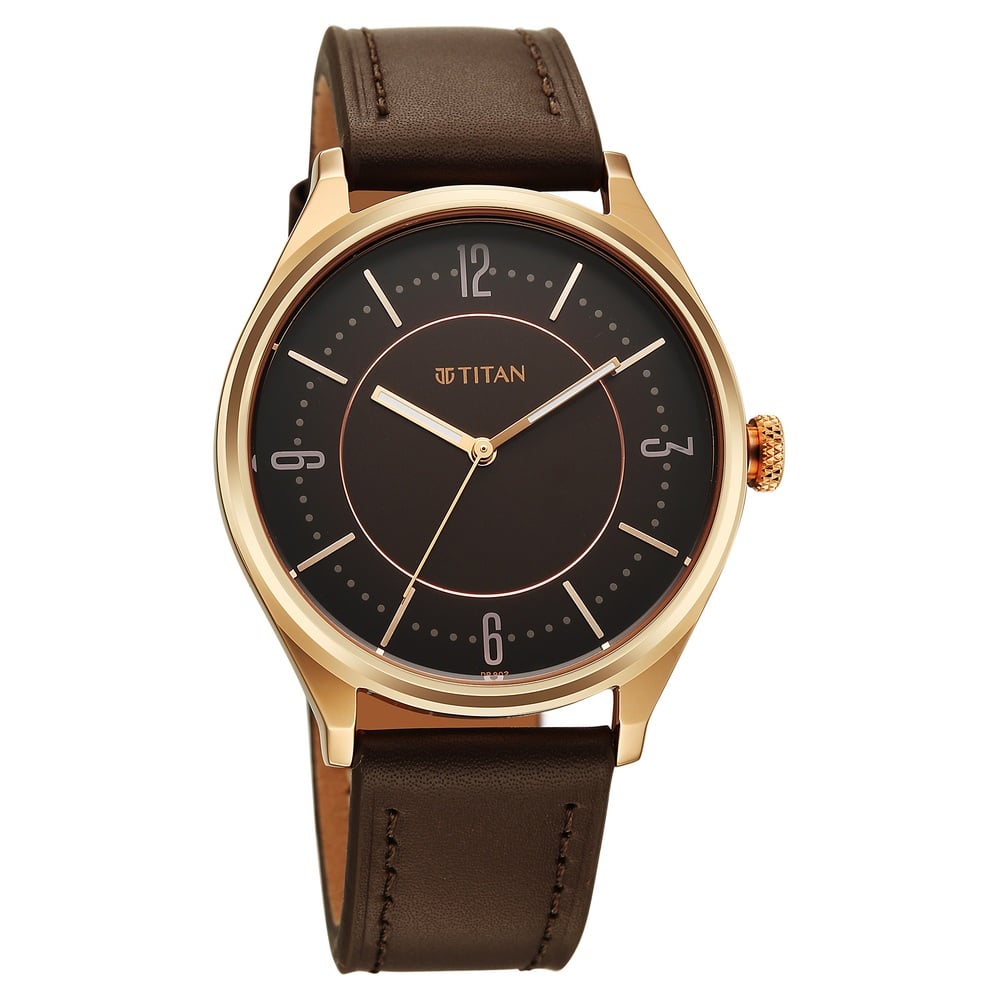 Titan Neo Basics Analog with Brown Dial Brown Leather Strap Watch for Men