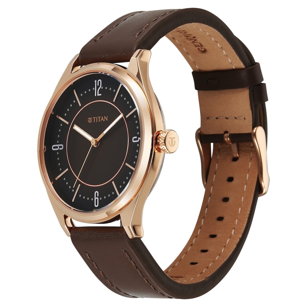Titan Neo Basics Analog with Brown Dial Brown Leather Strap Watch for Men