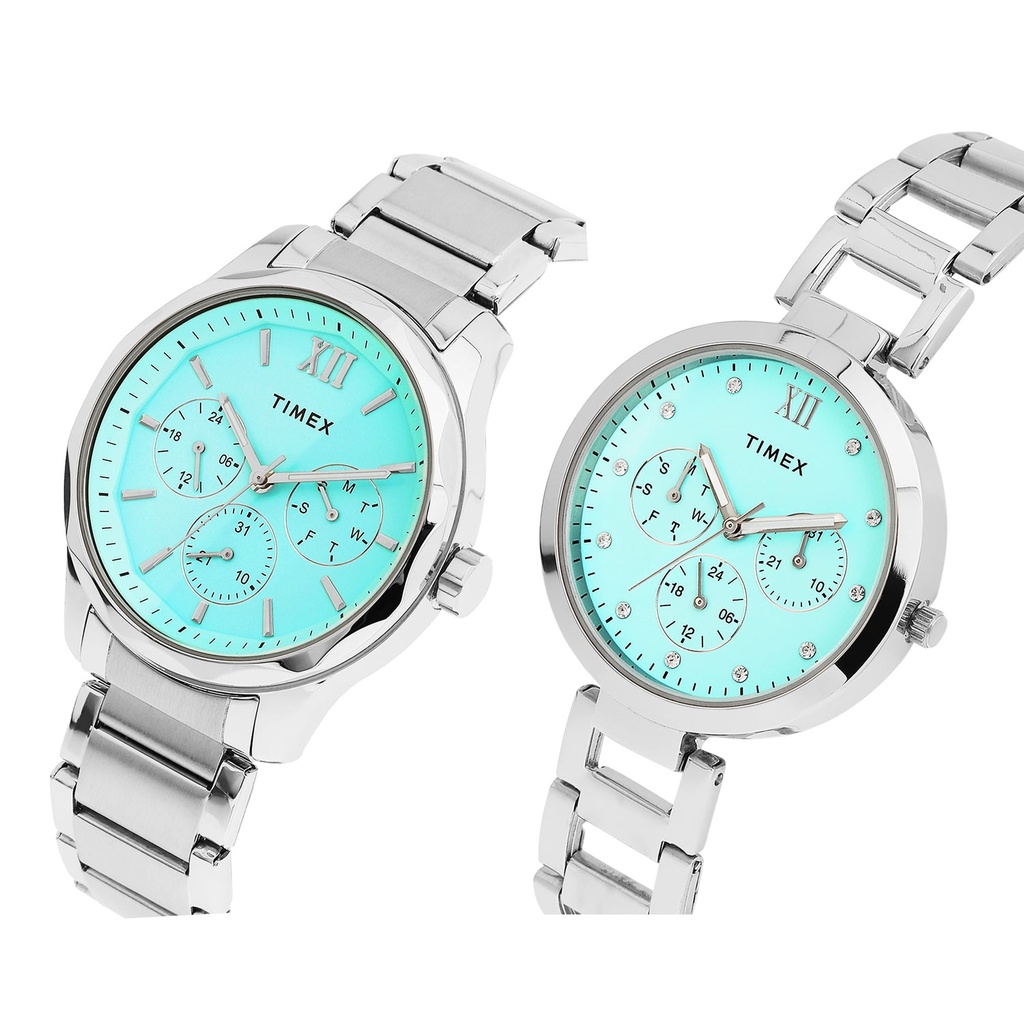 TIMEX Blue Round Dial Analog Pair's Watch - TW00PR326