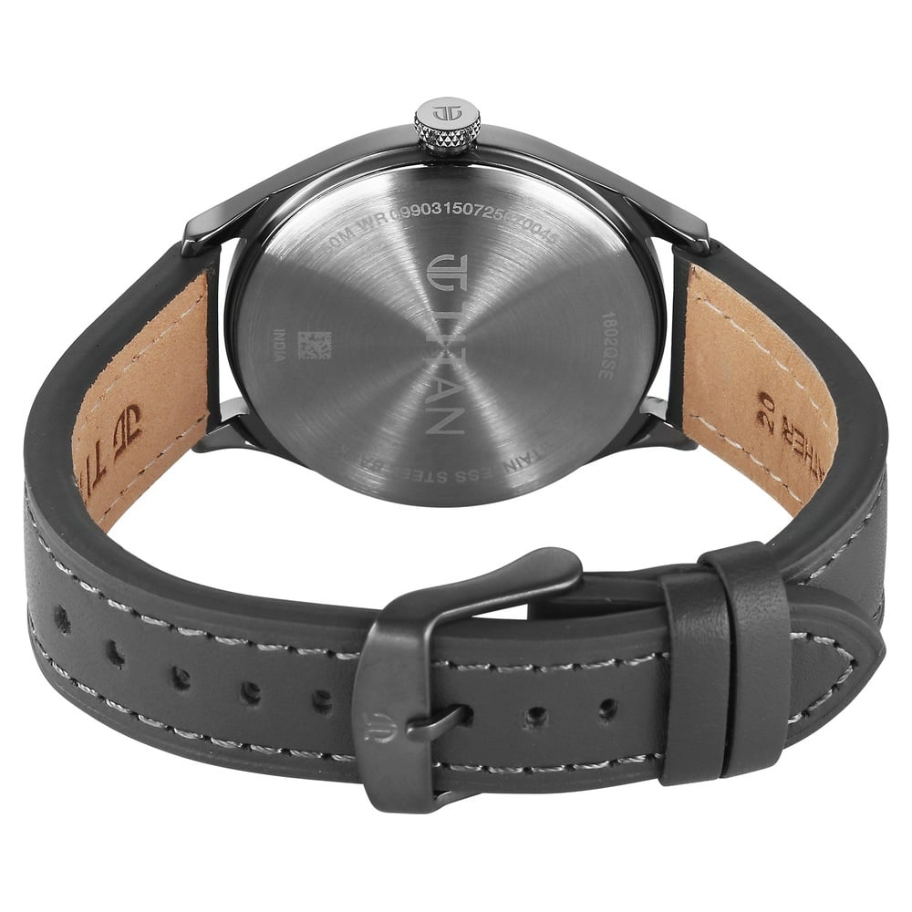 Titan Neo Basics Analog with Gray Dial Gray Leather Strap Watch for Men