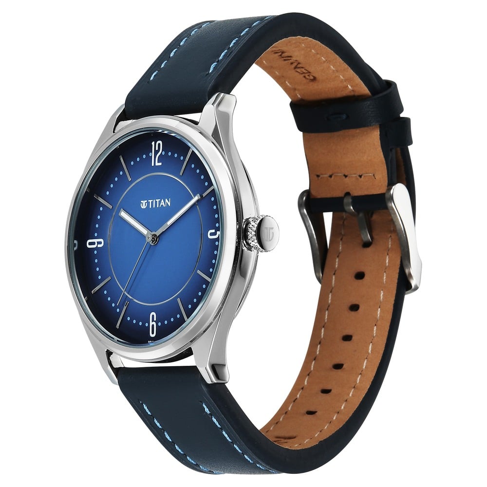 Titan Neo Basics Analog with Blue Dial Blue Leather Strap Watch for Men