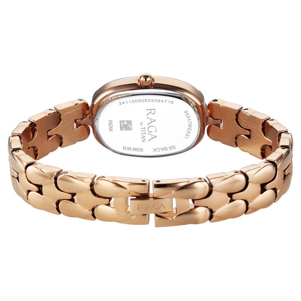 Titan Raga Showstopper Quartz Analog Rose Gold Dial Rose Gold Metal Strap Watch For Women