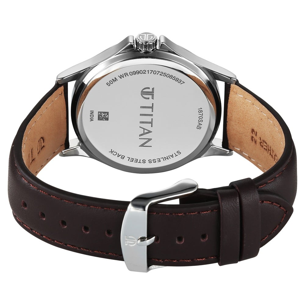 Titan Neo Arabic Analog with Day Date Green Dial Brown Leather Strap Watch for Men