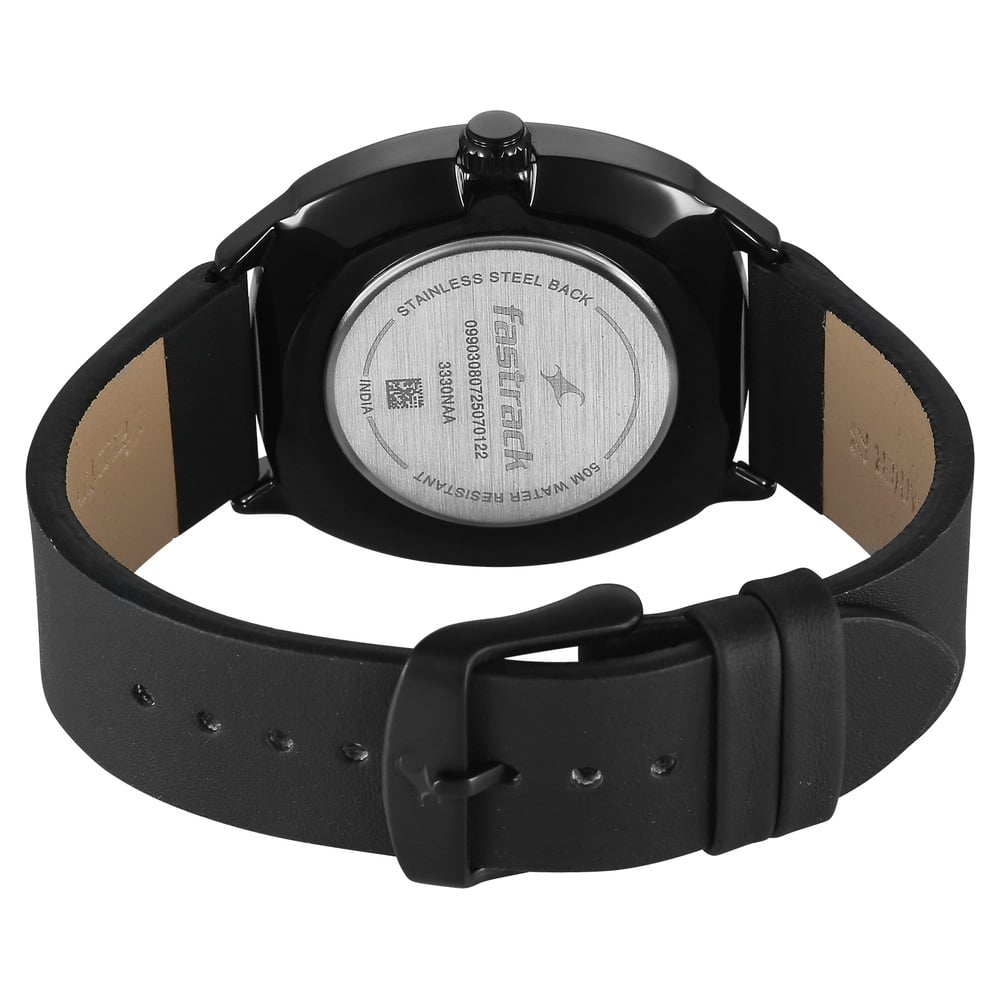 Fastrack Tik Tok Quartz Multifunction Green Dial Leather Strap Watch For Guys