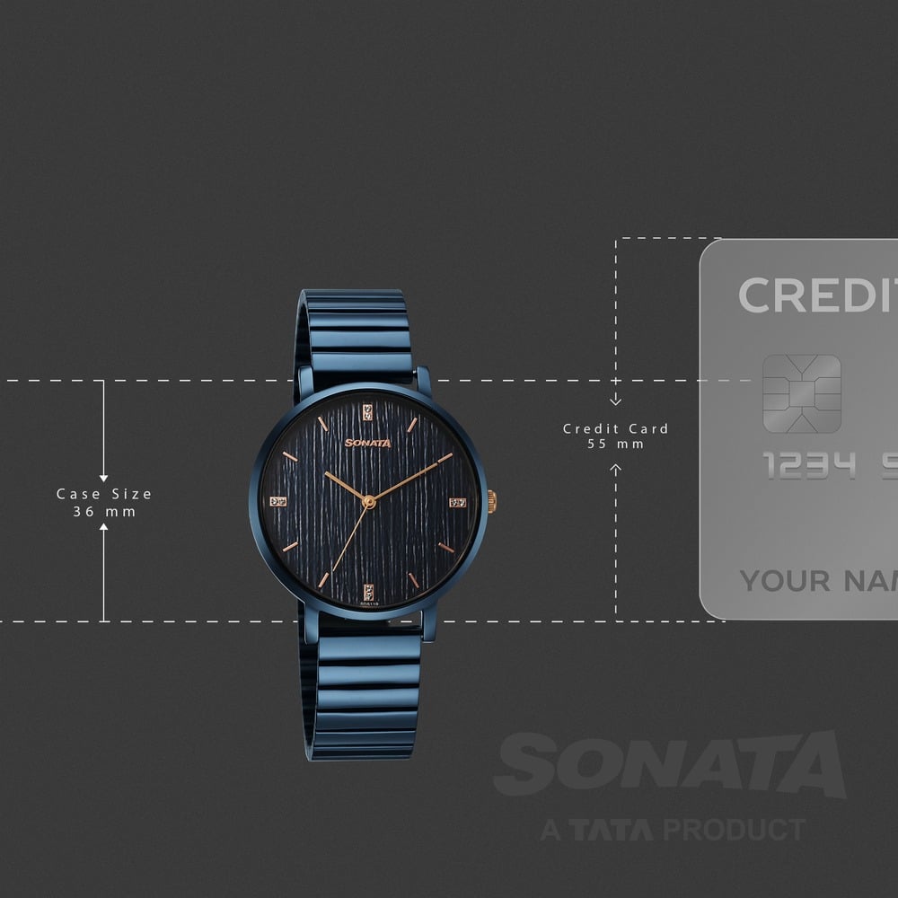 Sonata Soulmate Quartz Analog Blue Dial Blue Stainless Steel Strap Watch For Couple