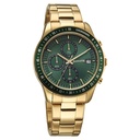Sonata Chronos Quartz Analog with Date Green Dial Golden Colour Stainless Steel Strap Watch For Men
