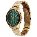 Sonata Chronos Quartz Analog with Date Green Dial Golden Colour Stainless Steel Strap Watch For Men
