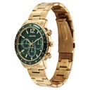 Sonata Chronos Quartz Analog with Date Green Dial Golden Colour Stainless Steel Strap Watch For Men