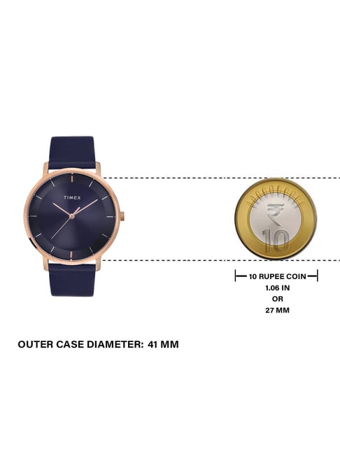 Timex Men Blue Round Analog Brass Dial Watch TW0TG8015