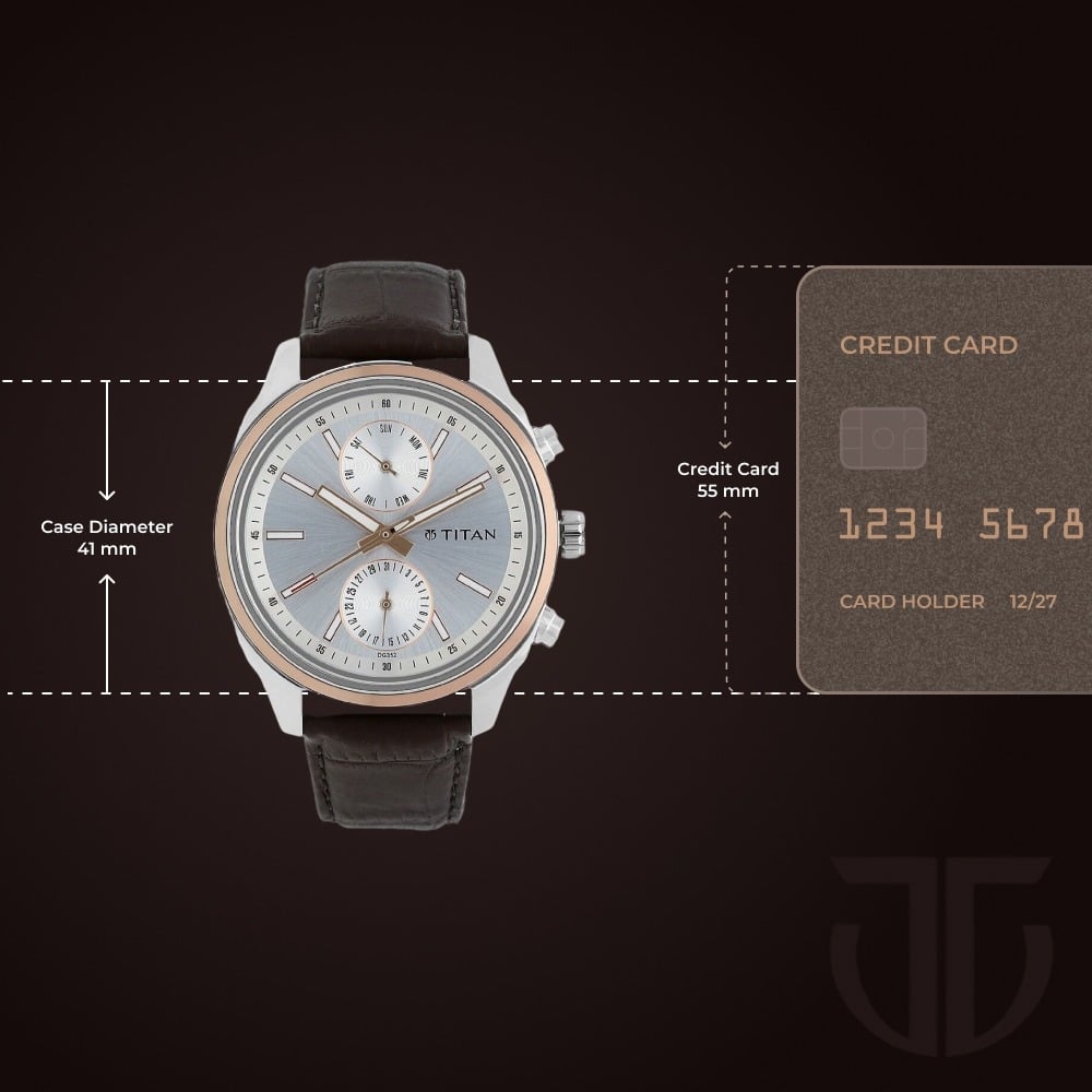 Titan Men's Midnight Precision: Multifunction Blue Dial with Classic Leather Strap Watch