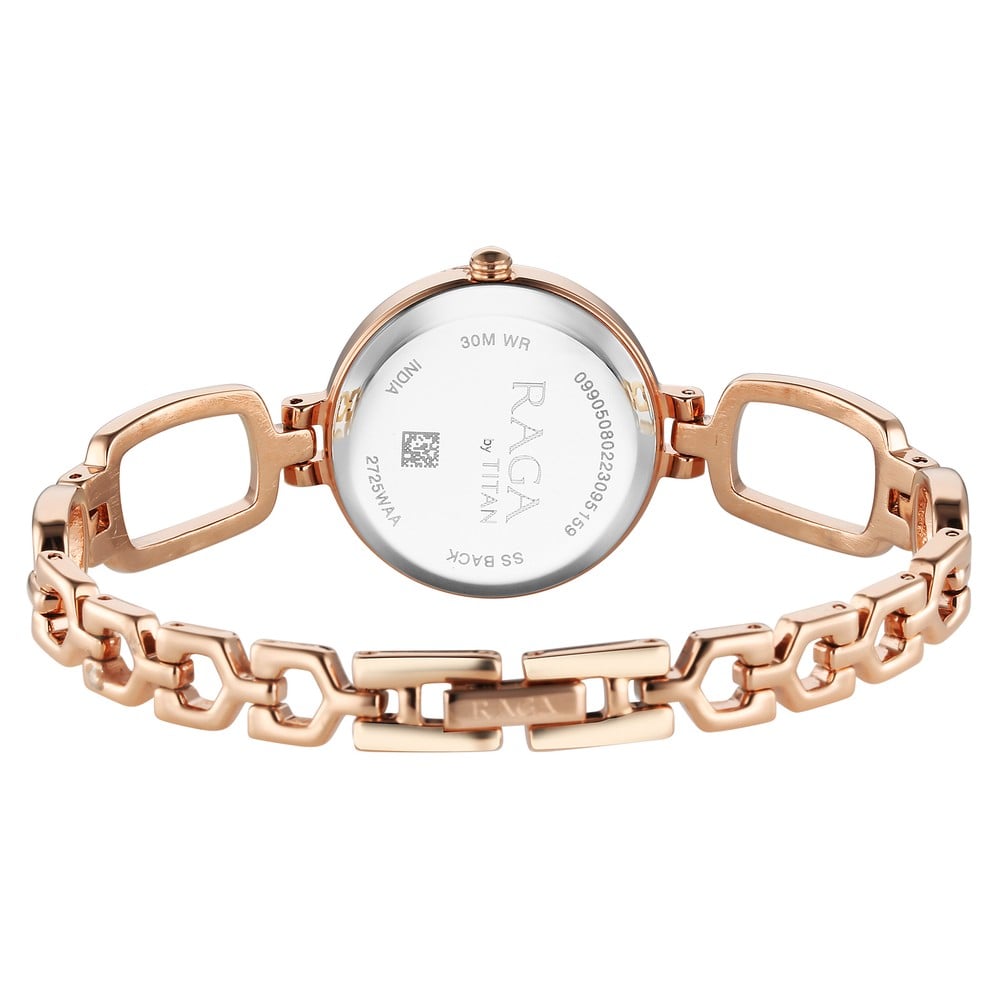 Titan Raga Quartz Analog Rose Gold Round Dial Rose Gold Metal Strap Watch For Women