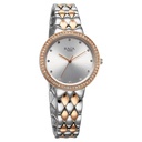 Titan Raga Showstopper Quartz Analog Silver Round Dial Two Toned Metal Strap Watch For Women