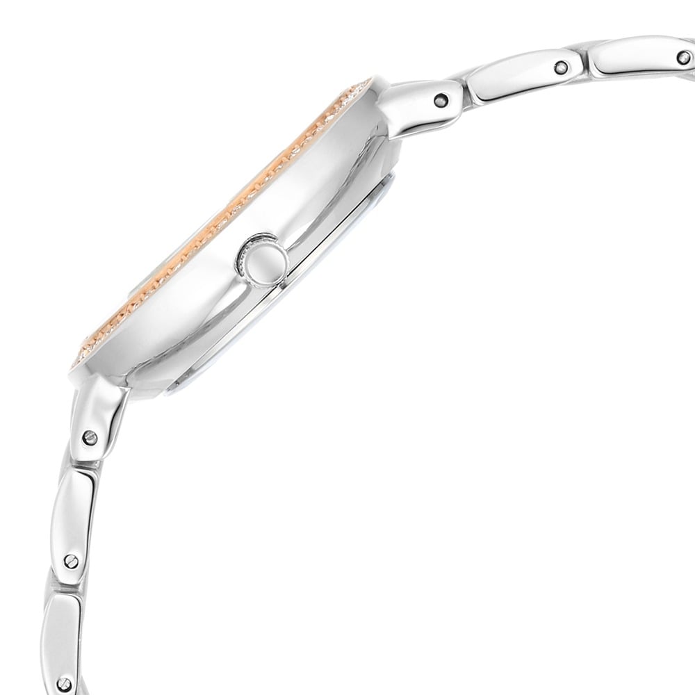 Titan Raga Showstopper Quartz Analog Silver Round Dial Two Toned Metal Strap Watch For Women