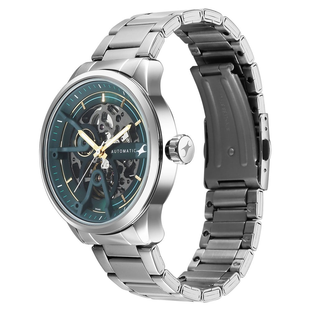 Fastrack Automatics Green Dial Silver Metal Strap Automatic Watch ForGuys