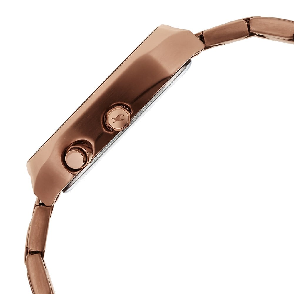 Fastrack Groove Multifunction Black Dial Metal Strap Guy's Watch with Lume indices