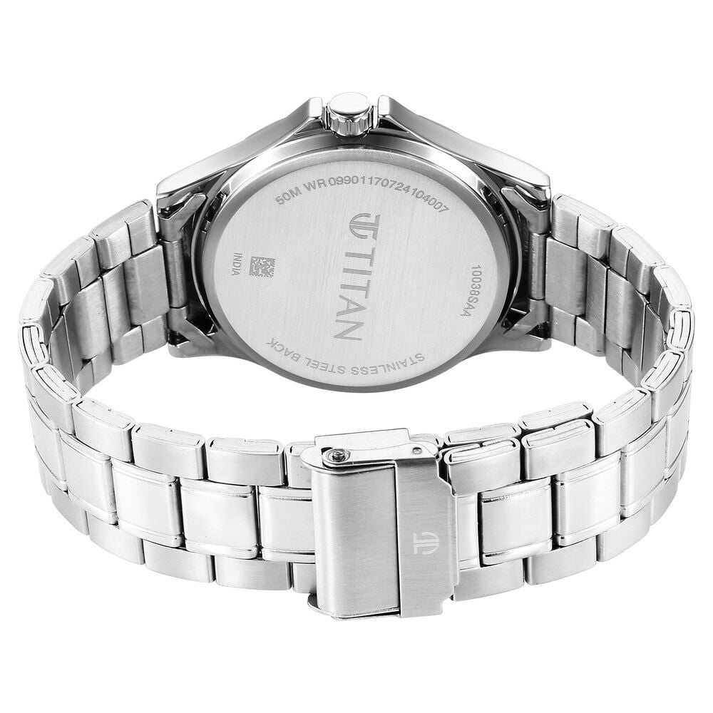 Titan Karishma Quartz Analog with Date Blue Dial Stainless Steel Strap Watch For Men