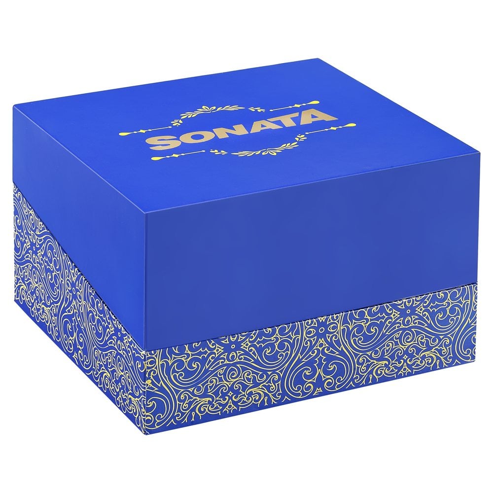 Sonata Quartz Analog Blue Dial Metal Strap Watch for Couple