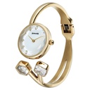 Sonata Aura Quartz Analog White Dial Golden Stainless Steel Strap Watch For Women