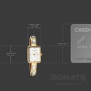 Sonata Aura Quartz Analog White Mother of Pearl Dial Golden Stainless Steel Strap Watch For Women