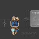 Sonata Aura Quartz Analog Blue Dial Rose Gold Stainless Steel Strap Watch For Women
