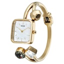 Sonata Aura Quartz Analog White Mother of Pearl Dial Golden Stainless Steel Strap Watch For Women