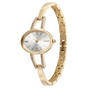 Sonata Aura Quartz Analog Silver Dial Golden Stainless Steel Strap Watch For Women