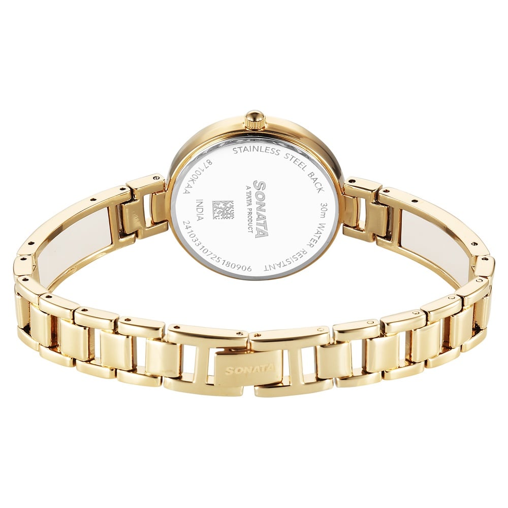 Sonata Aura Quartz Analog Silver Dial Two Toned Stainless Steel Strap Watch For Women