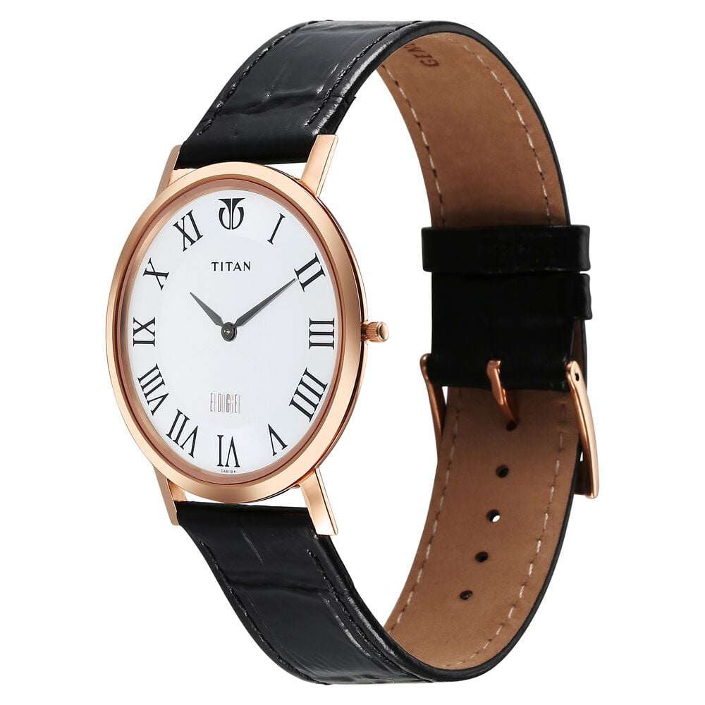 Titan Edge Slim Leather Strap White Dial Analog Watch for Men