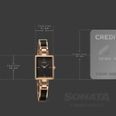 Sonata Aura Quartz Analog Black Dial Two Toned Stainless Steel Strap Watch For Women