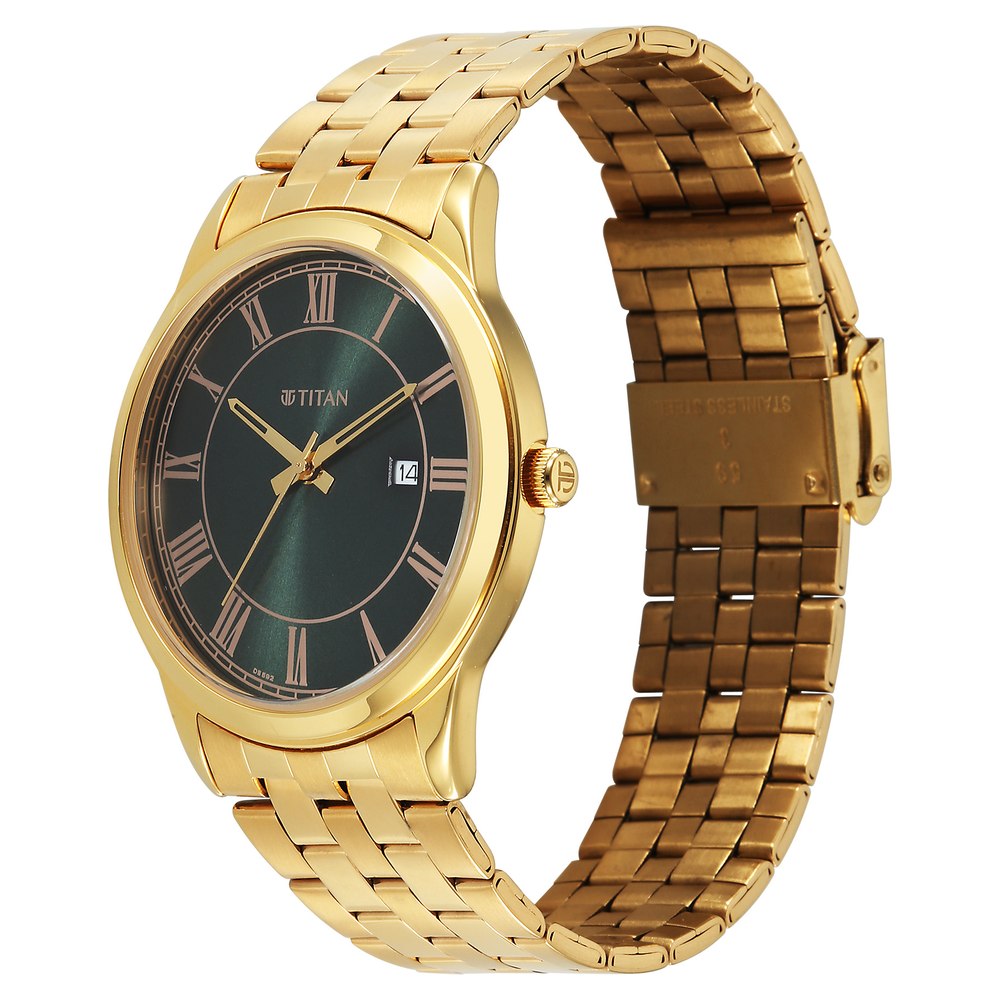 Titan Karishma Festive Analog with Light Gold Dial Yellow Gold Stainless Steel Strap Watch for Men