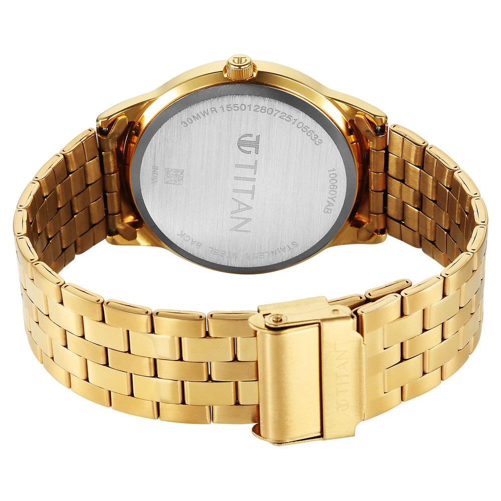 Titan Karishma Festive Analog with Light Gold Dial Yellow Gold Stainless Steel Strap Watch for Men