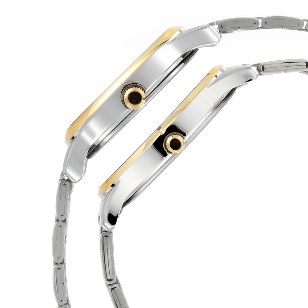 Titan Bandhan Quartz Analog with Date Silver Round Dial Two Toned Stainless Steel Strap Watch For Couple