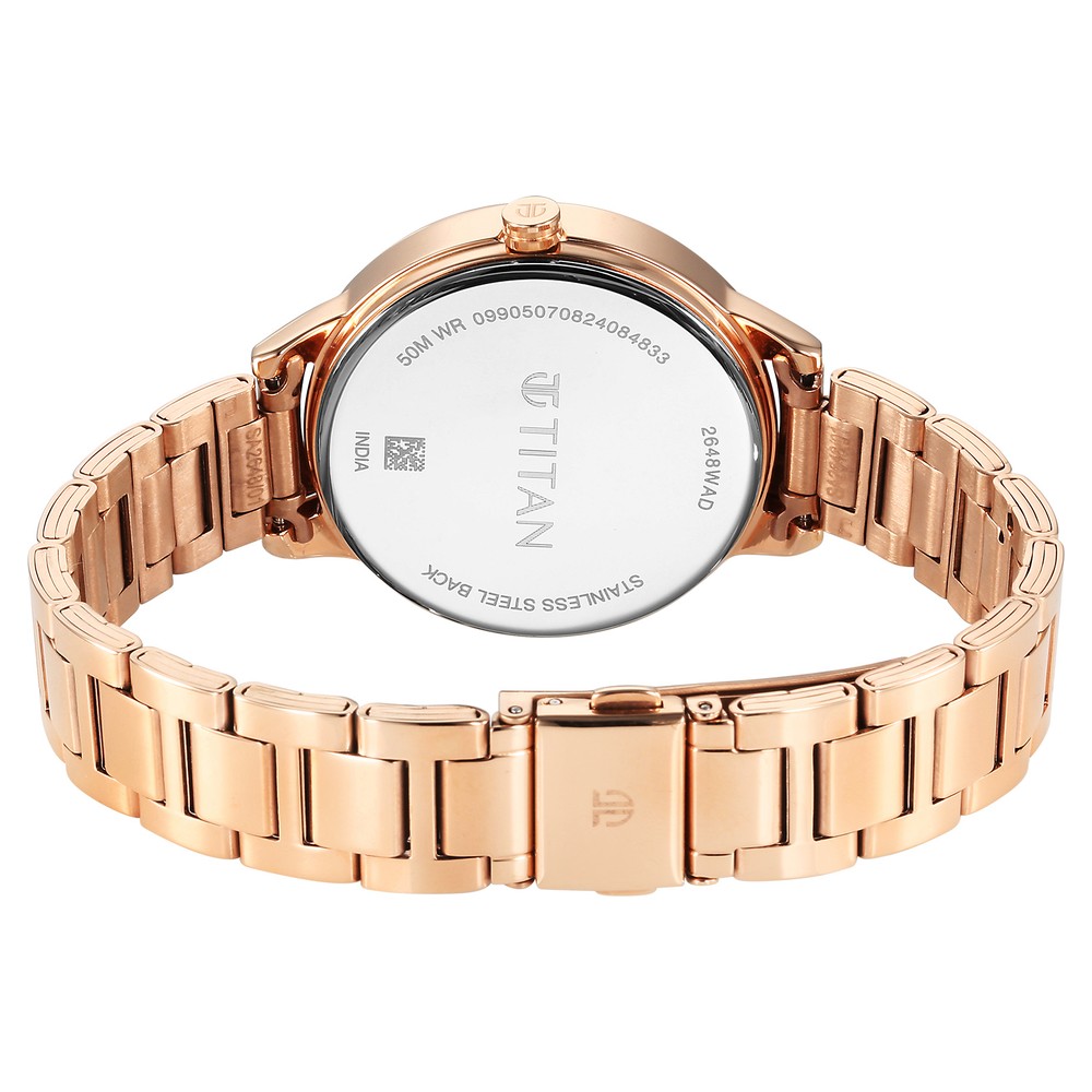 Titan Razzle Dazzle Quartz Analog Rose Gold Dial Stainless Steel Strap Watch For Women