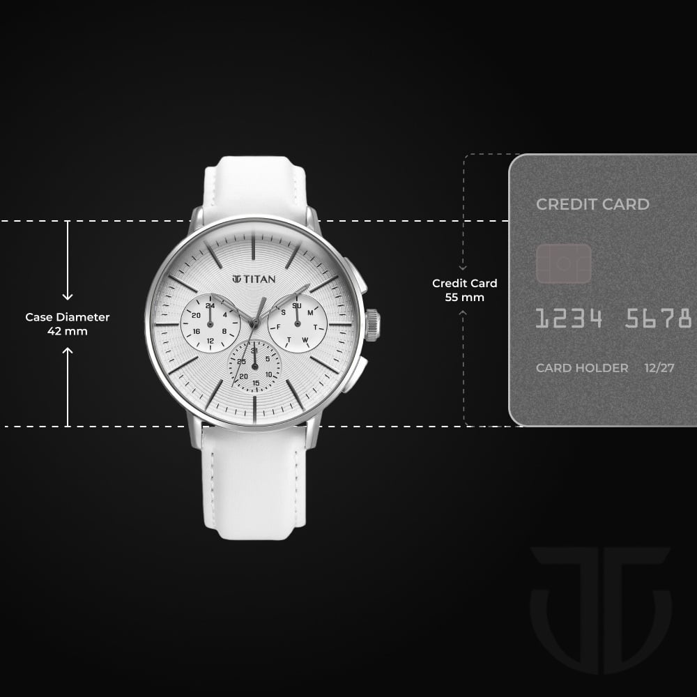 Titan Light leathers Multifunction Silver Dial Leather Strap Watch For Men