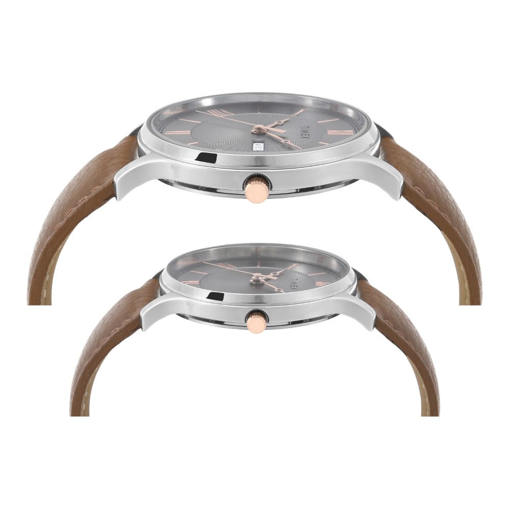 Timex Pairs Grey Round Analog Brass Dial Watch- TW00PR300