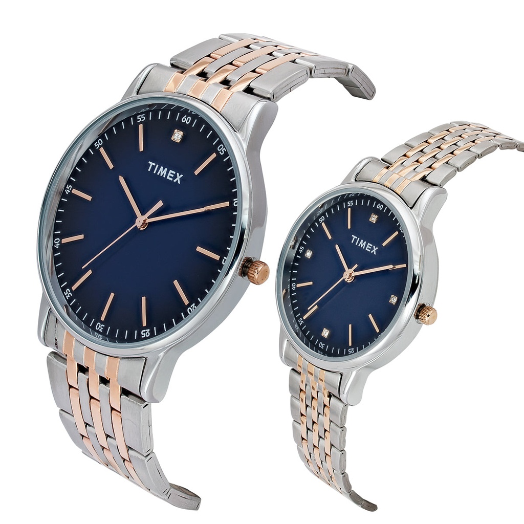 TIMEX Round Blue Dial Analog Pair's Watch - TW00PR330