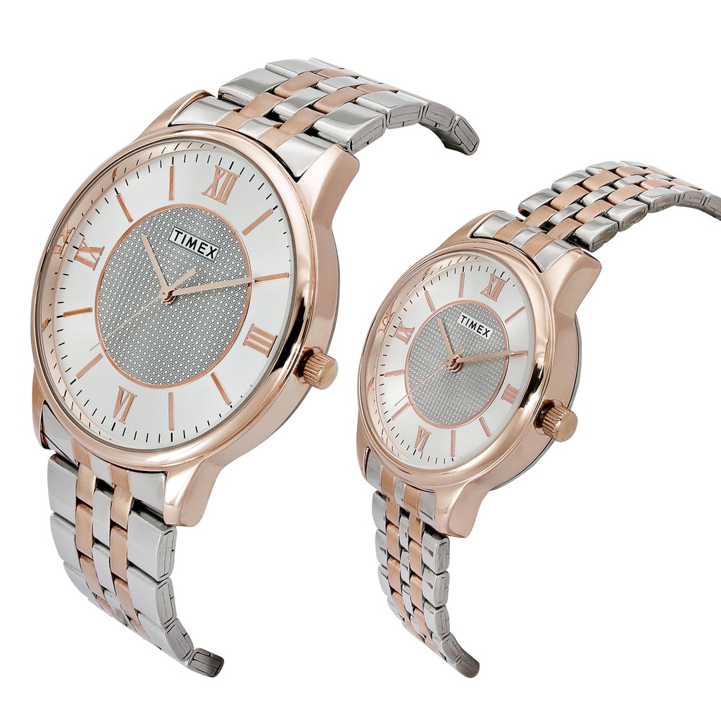 TIMEX Round Silver Dial Analog Pair's Watch - TW00PR334