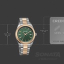 Sonata Festive Quartz Analog with Date Green Dial Metal Strap Watch For Men