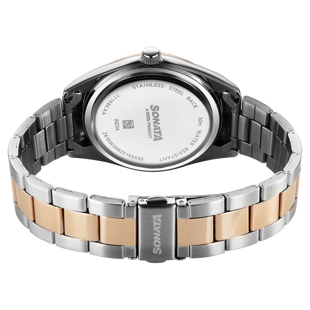 Sonata Festive Quartz Analog with Date Green Dial Metal Strap Watch For Men