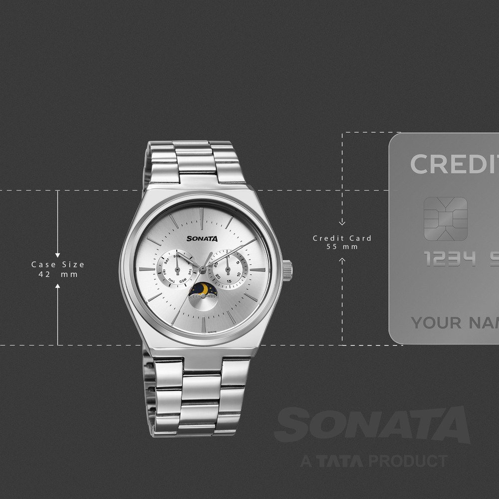 Sonata Festive Quartz Analog Silver Dial Metal Strap Watch For Men